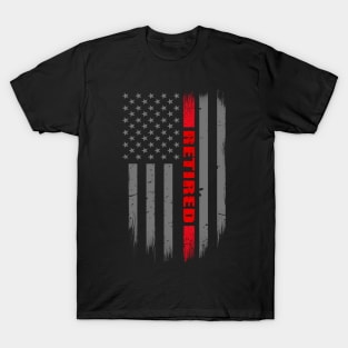 Retired Firefighter - Thin Red Line Flag T-Shirt